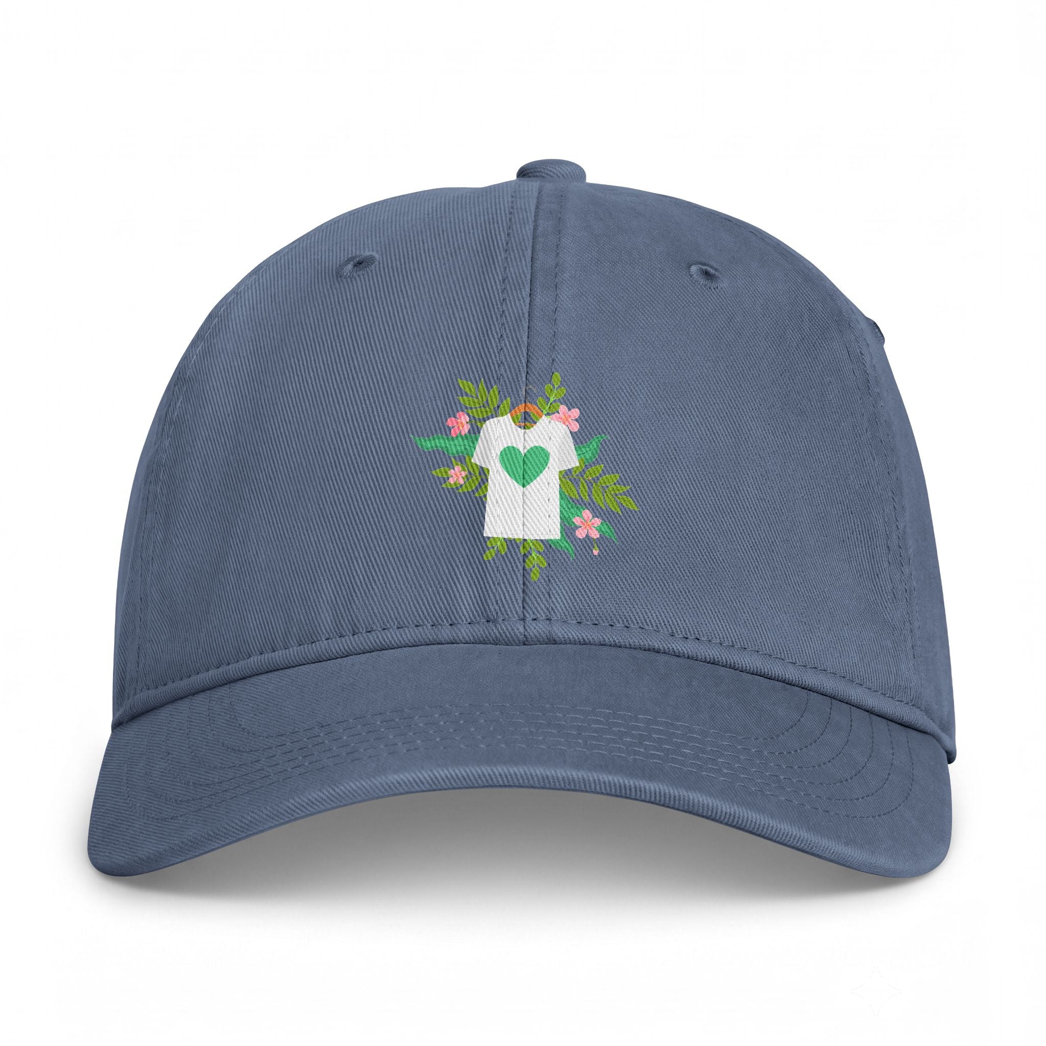 Floral Heart Tee Cap — Coastal Washed Baseball Hat