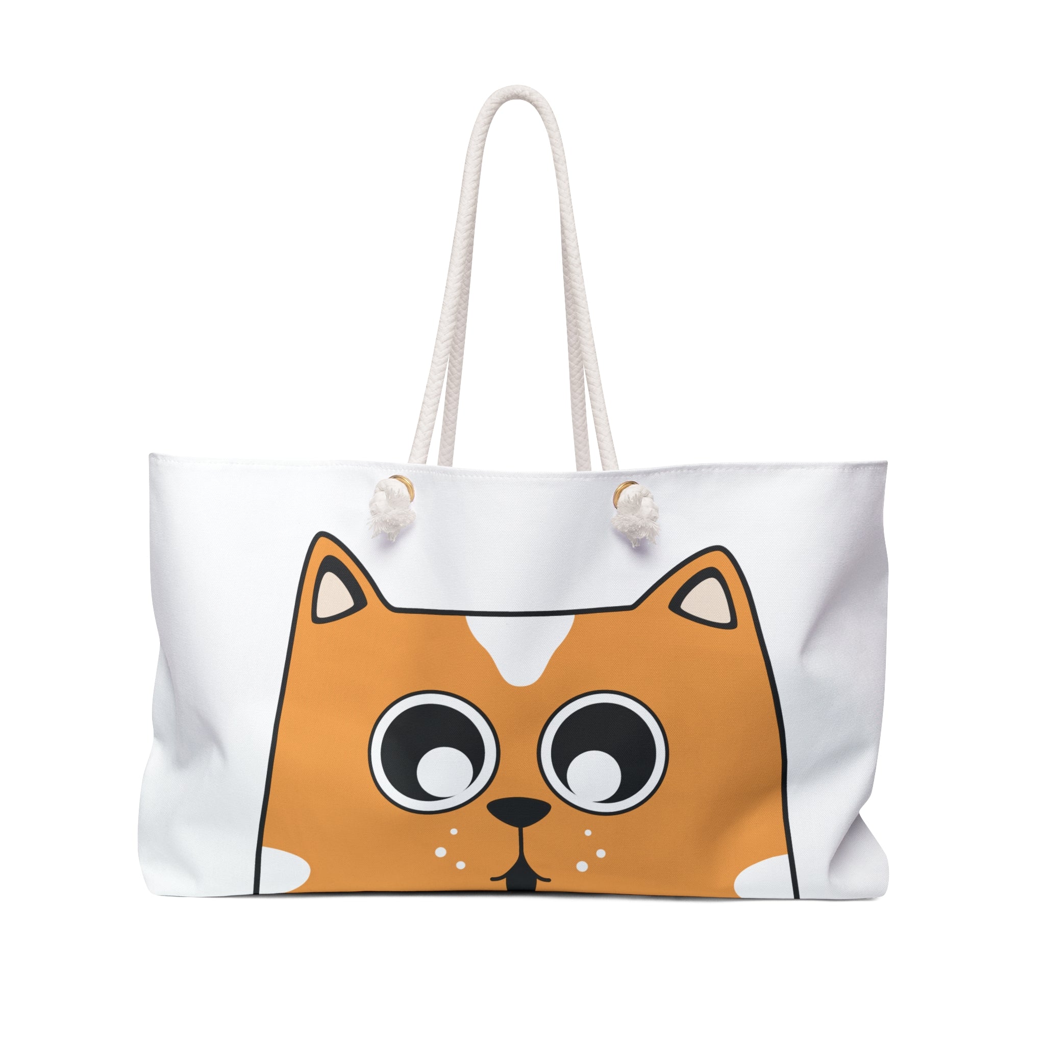 Cute Orange Cat Face Weekender Bag | Cartoon Cat Tote | Travel Beach Bag