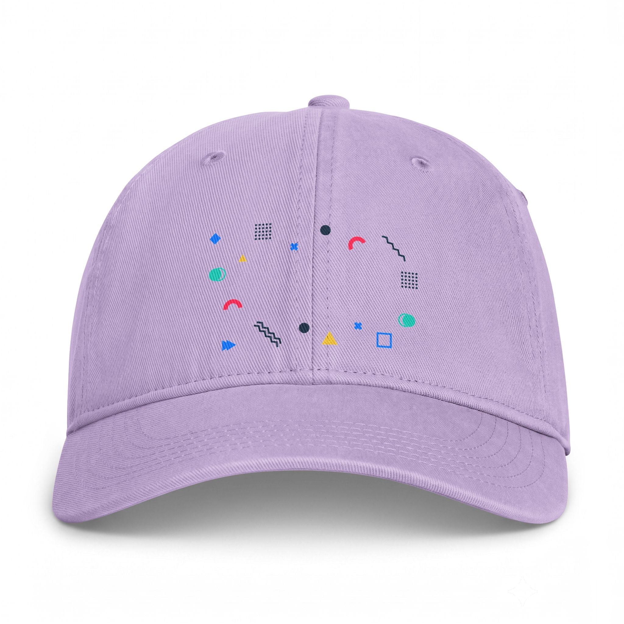 Coastal Geo Cap — Washed Dad Hat with Colorful Nautical Shapes