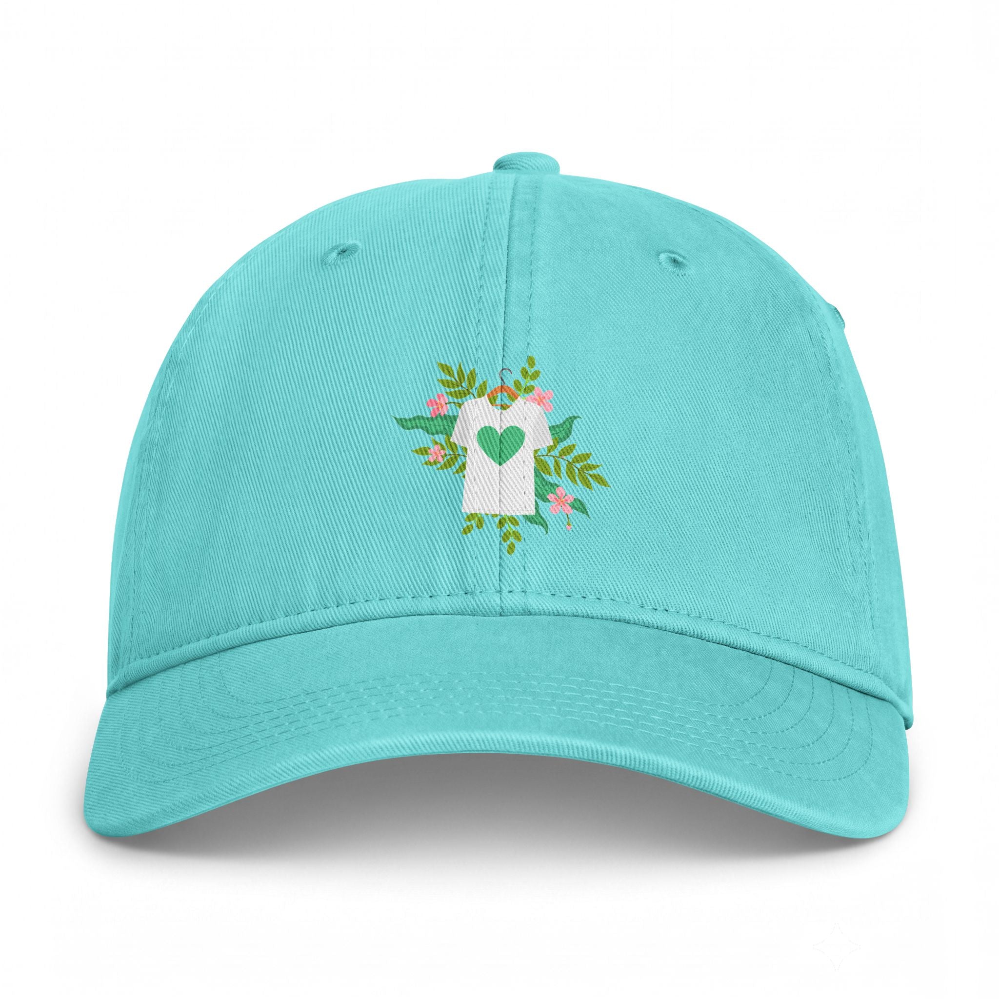 Floral Heart Tee Cap — Coastal Washed Baseball Hat