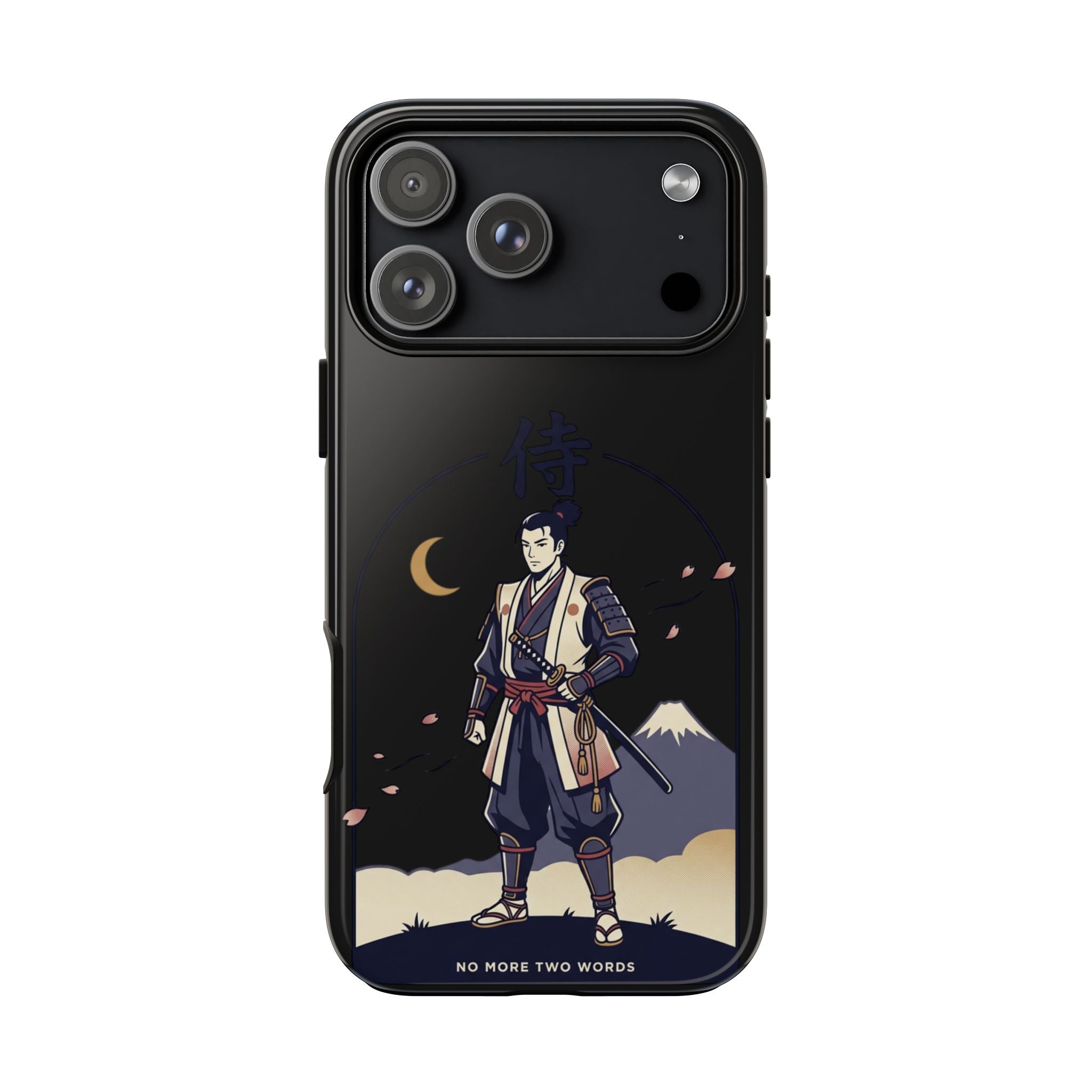 Samurai Mount Fuji Phone Case — 'No More Two-Words' Protective Hard Cover