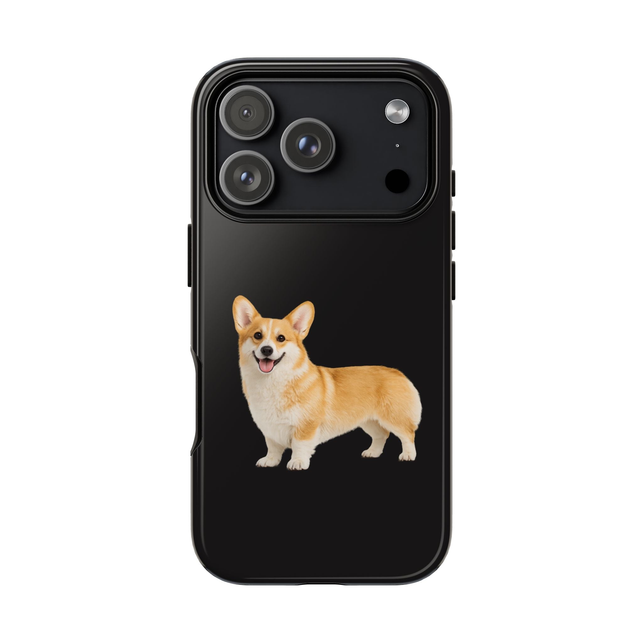 Corgi Tough Phone Case — Glossy Black Protective iPhone Cover