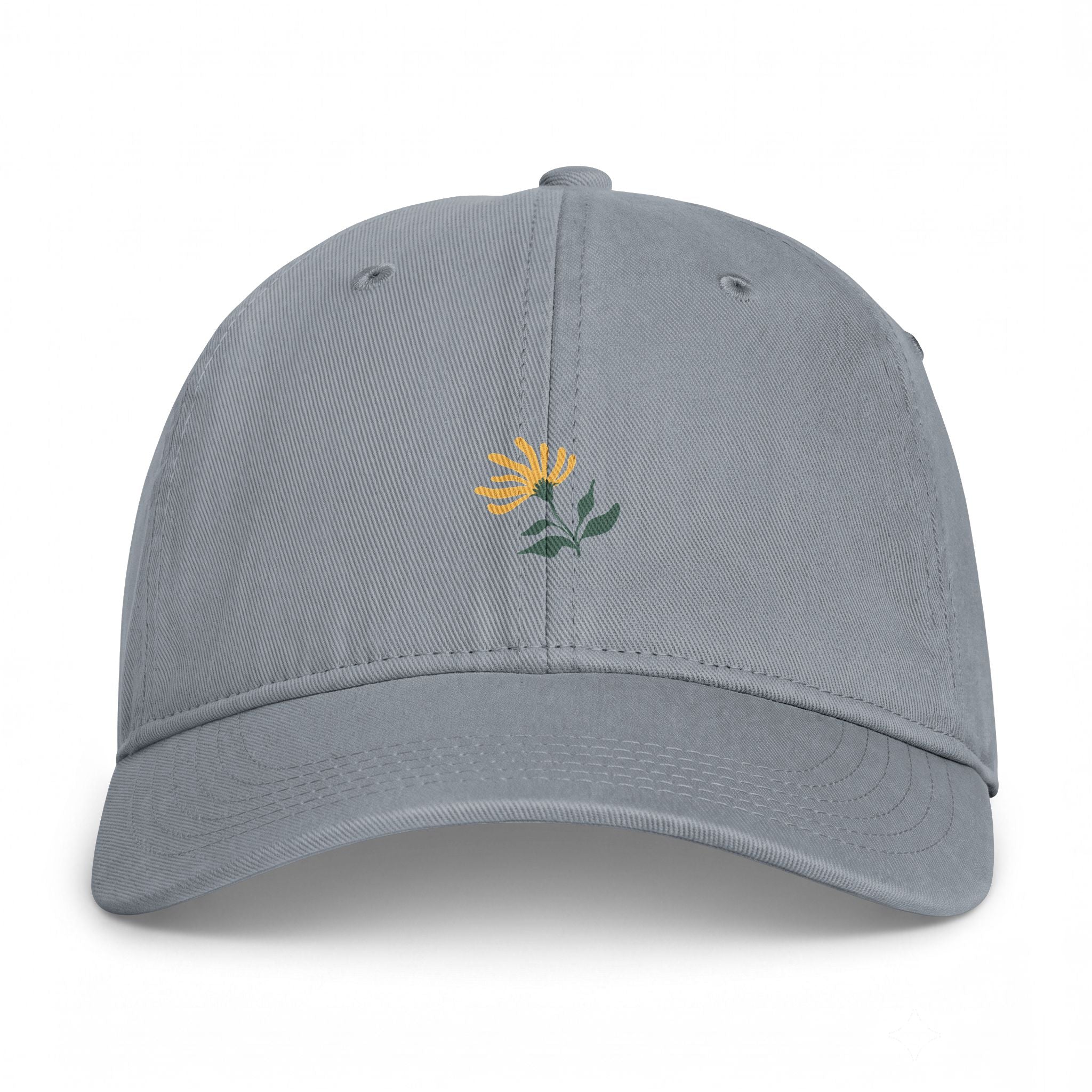 Embroidered Coastal Flower Cap — Washed Beach Dad Hat