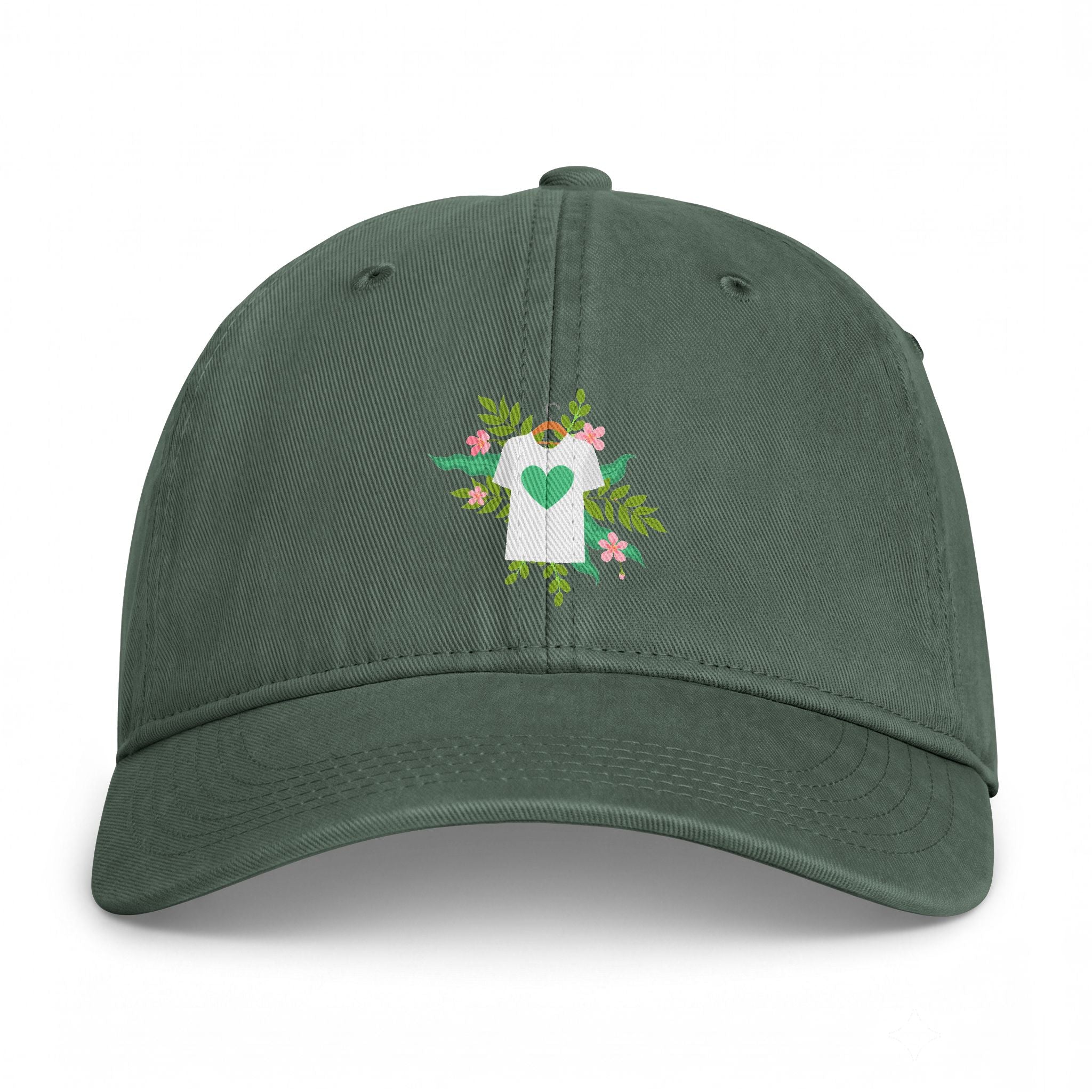 Floral Heart Tee Cap — Coastal Washed Baseball Hat