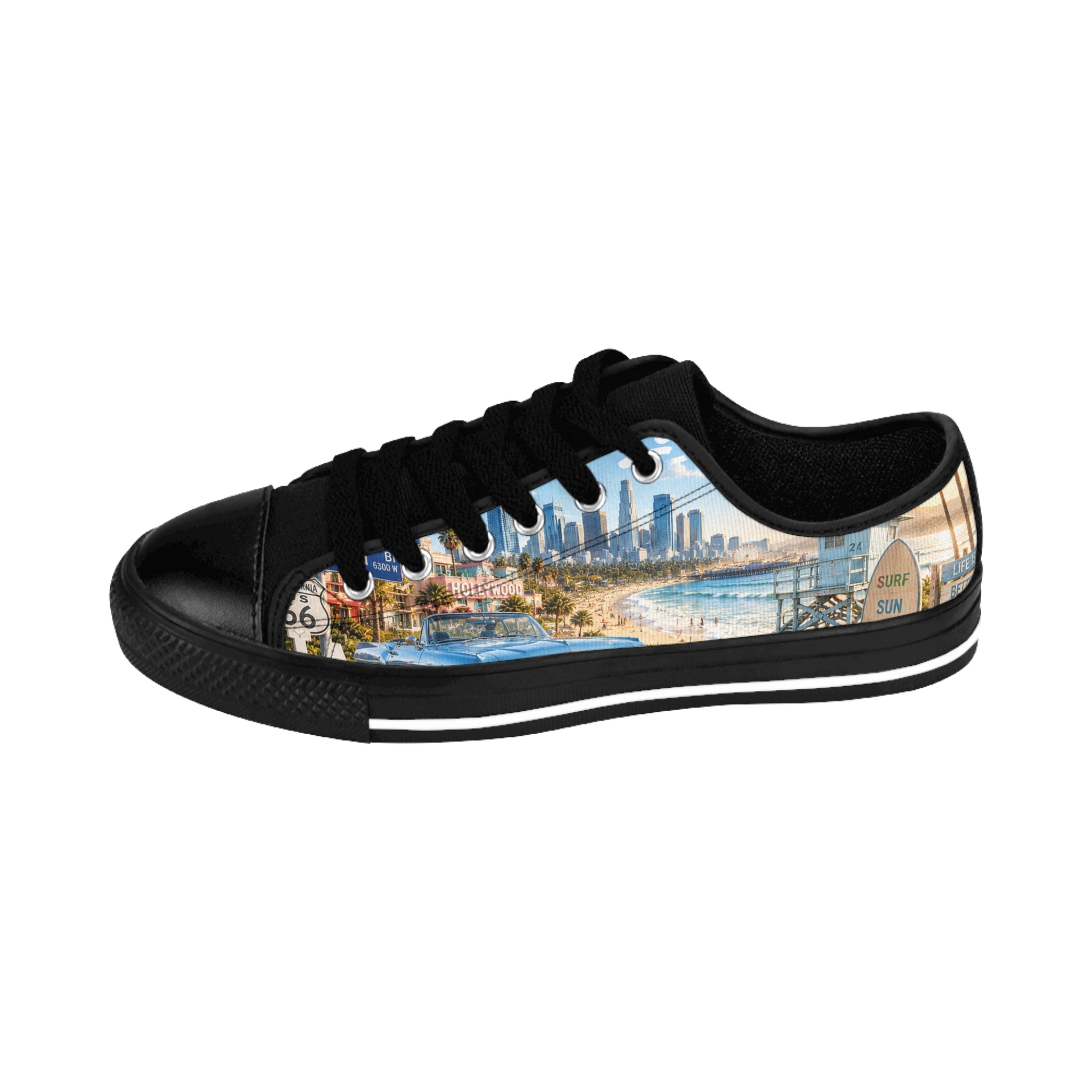 Coastal Cityscape Sneakers | Women's Low Top Canvas Shoes
