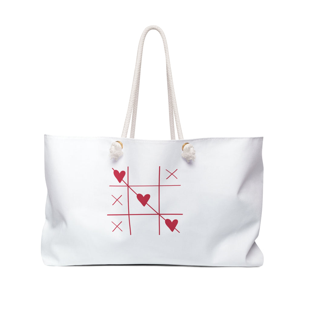 Heart Tic Tac Toe Weekender Bag | Valentine Love Beach Tote