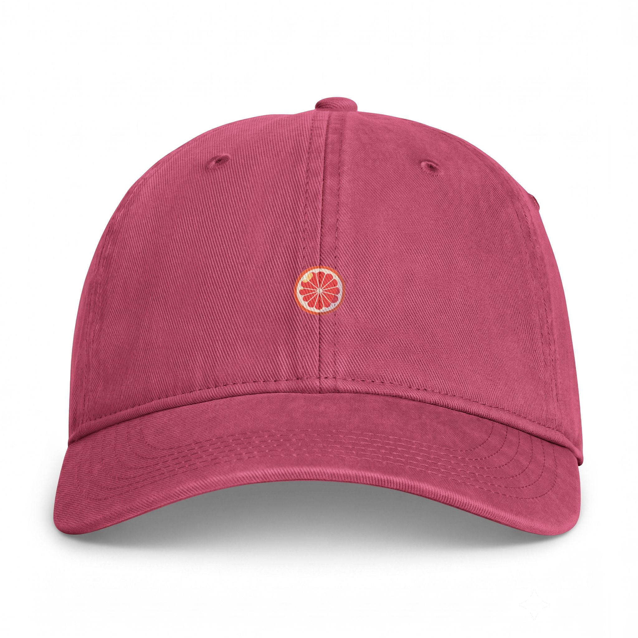 Washed Baseball Cap — Minimal Grapefruit Embroidered Coastal Hat
