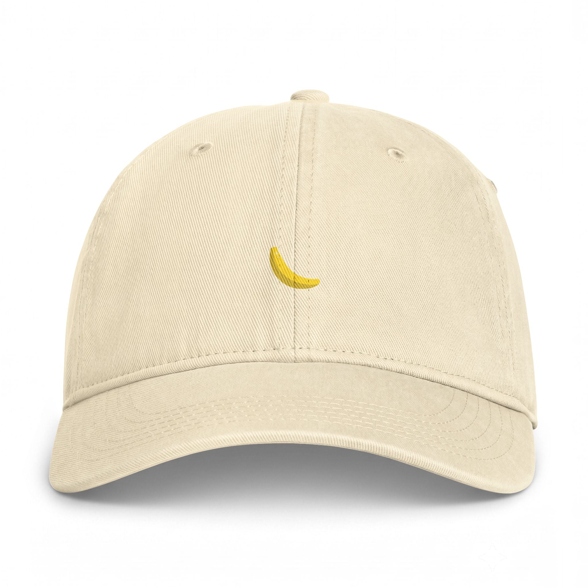Banana Embroidered Cap — Minimal Coastal Washed Baseball Hat