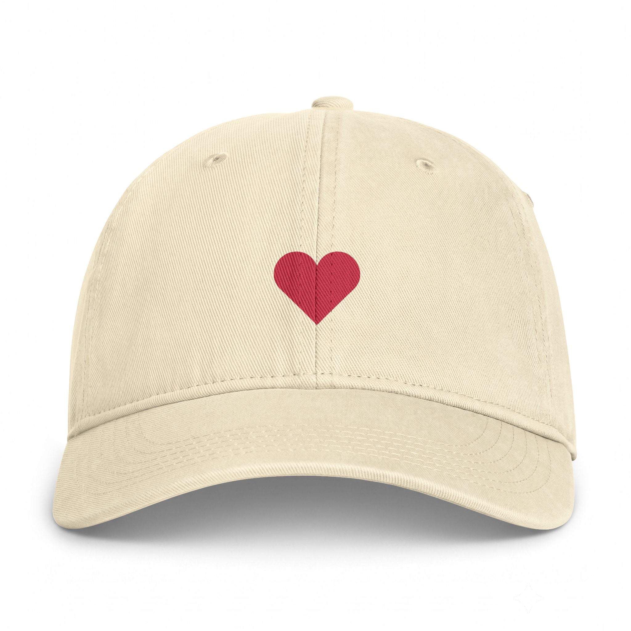 Embroidered Red Heart Cap — Washed Coastal Dad Hat