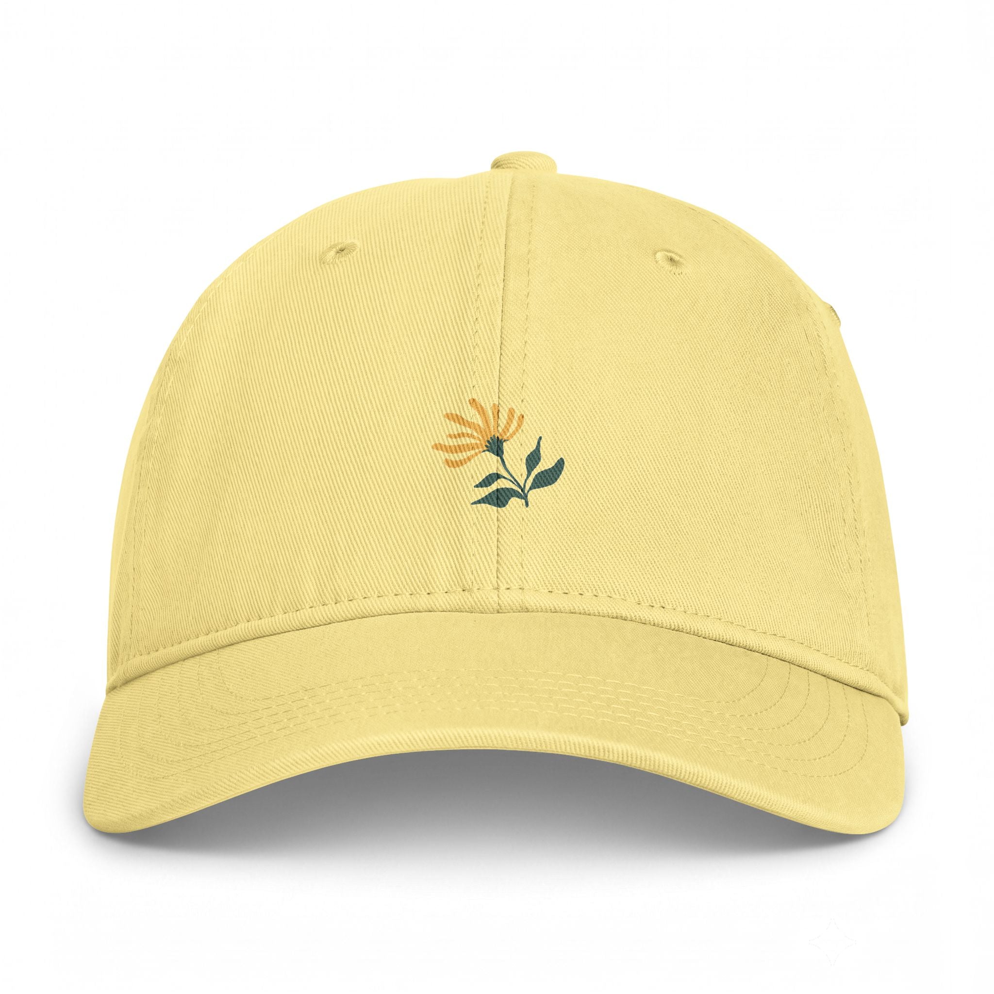 Embroidered Coastal Flower Cap — Washed Beach Dad Hat