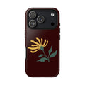 Floral Minimalist Phone Case — Yellow Daisy on Chocolate Background