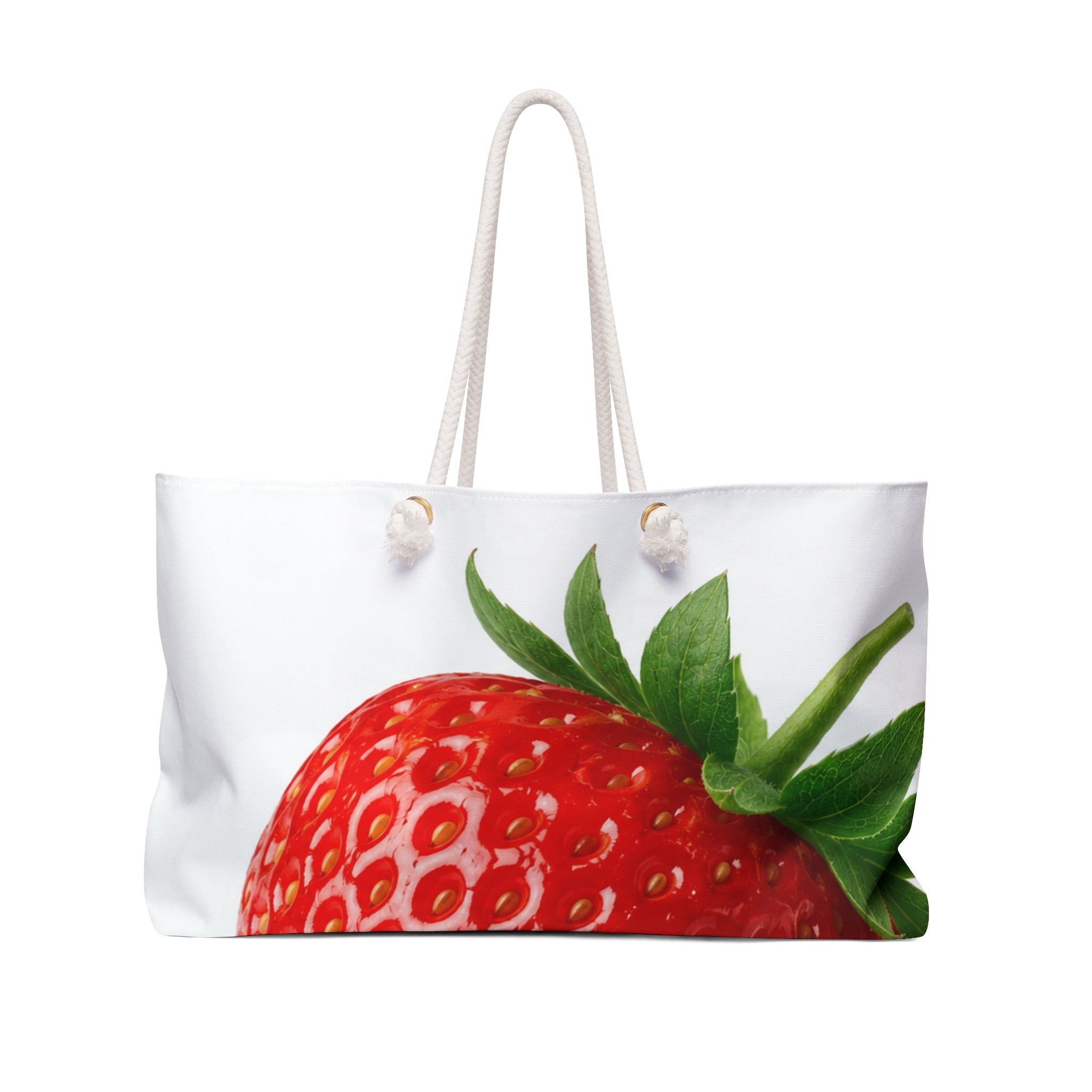 Strawberry Closeup Weekender Bag | Fruit Print Travel Tote