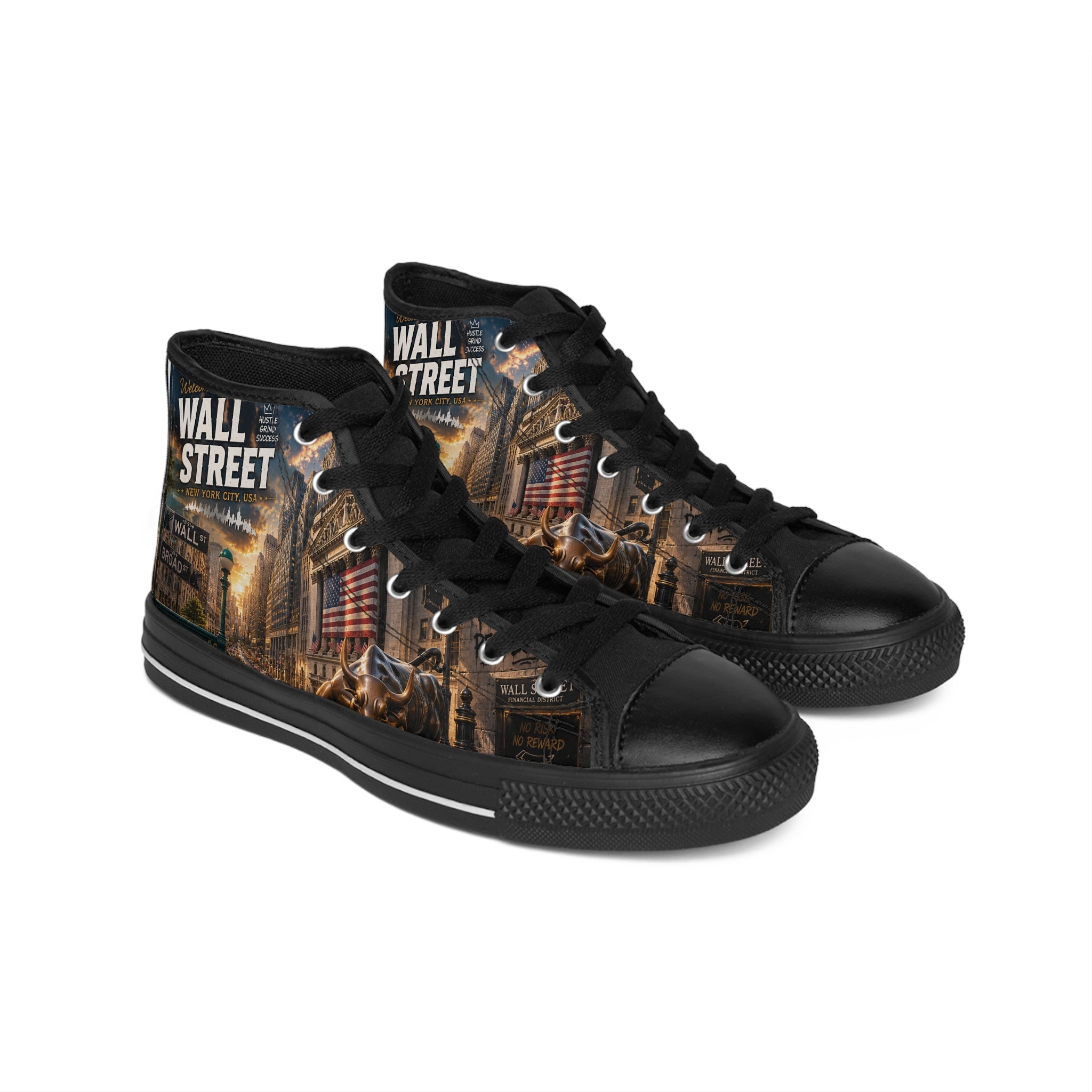 Wall Street Bull Illustration Sneakers | Financial District High Tops
