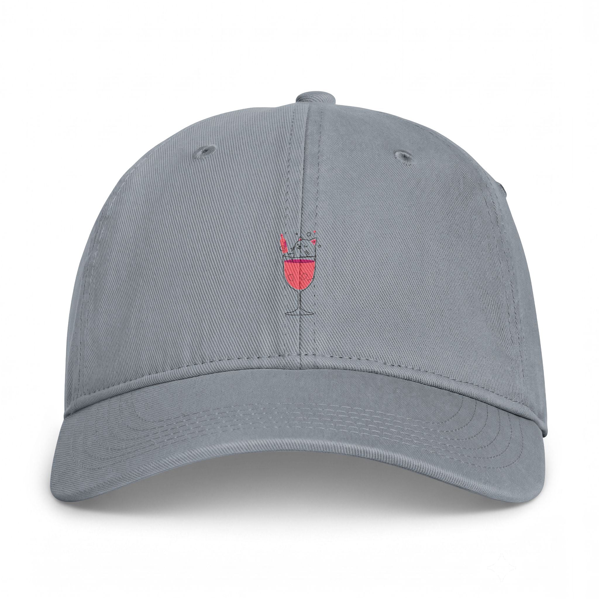 Wine Glass Embroidered Cap — Coastal Washed Baseball Hat