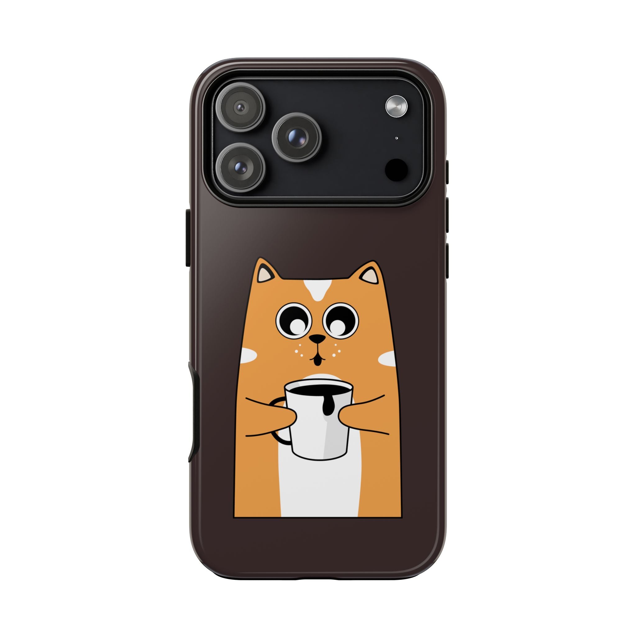 Phone Case — Cute Orange Cat Holding Coffee Illustration
