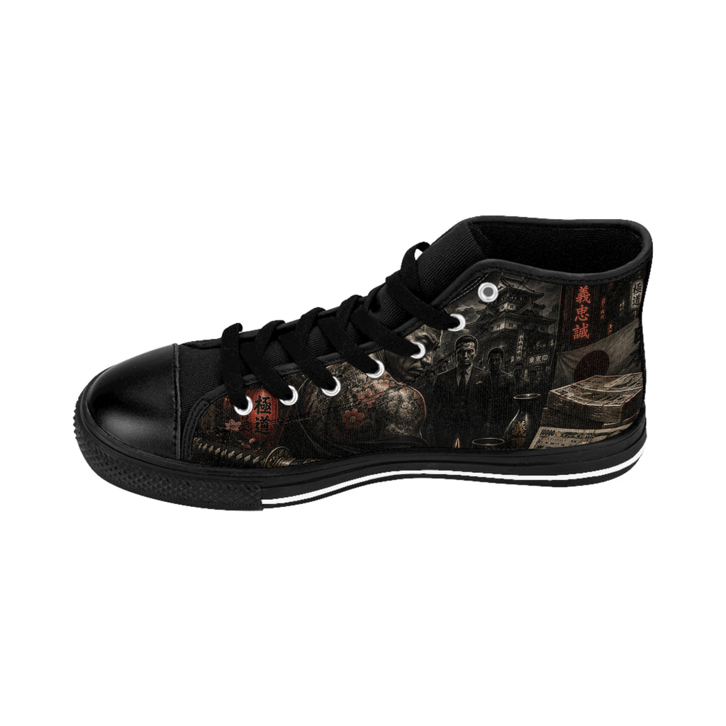 Tattooed Samurai Illustration Men's Classic Sneakers | Dark Japanese Tattoo Art