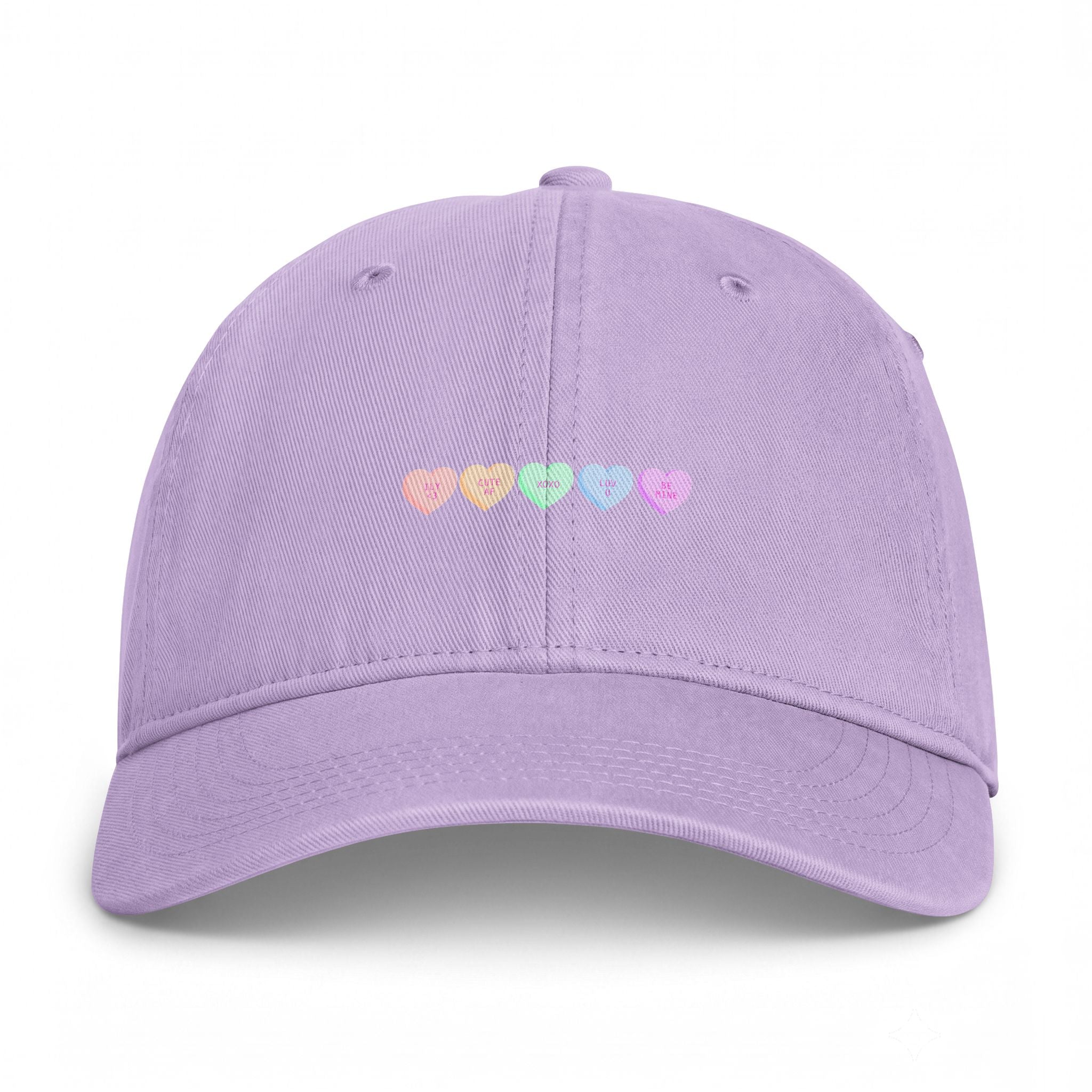 Washed Cotton Cap — Pastel Coastal Heart Embroidery