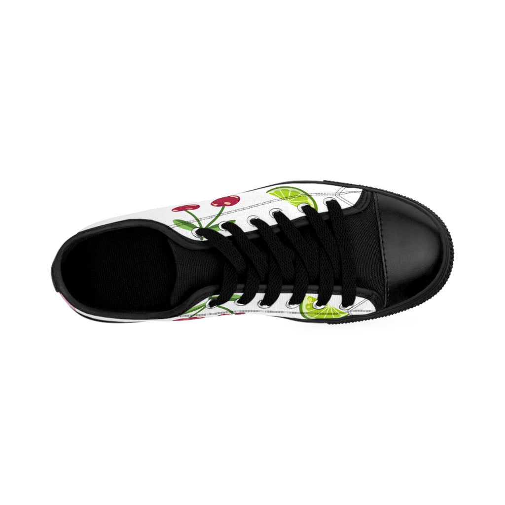 Cherry Lime Pattern Sneakers | Women's Low Top Canvas Shoes