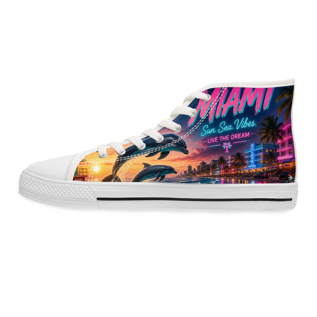 Miami Dolphins Sunset Dolphin Retro Sneakers | High Top Shoes