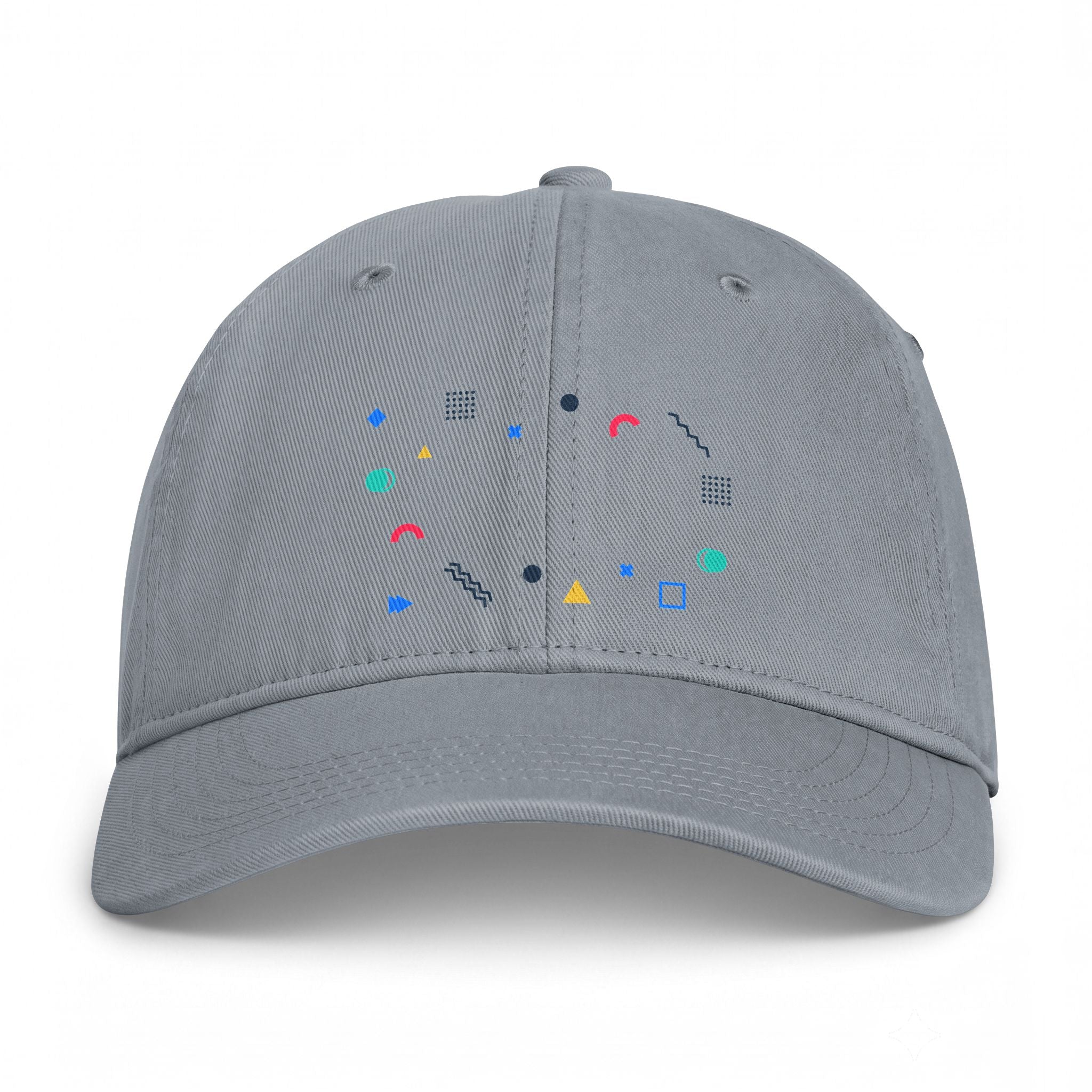 Coastal Geo Cap — Washed Dad Hat with Colorful Nautical Shapes