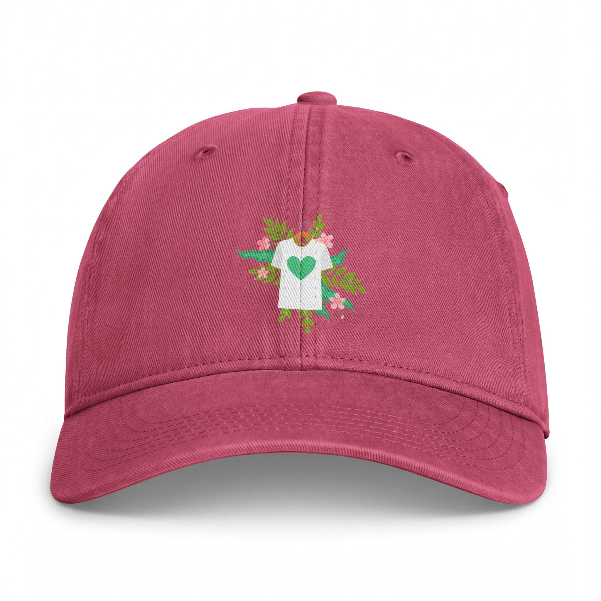 Floral Heart Tee Cap — Coastal Washed Baseball Hat