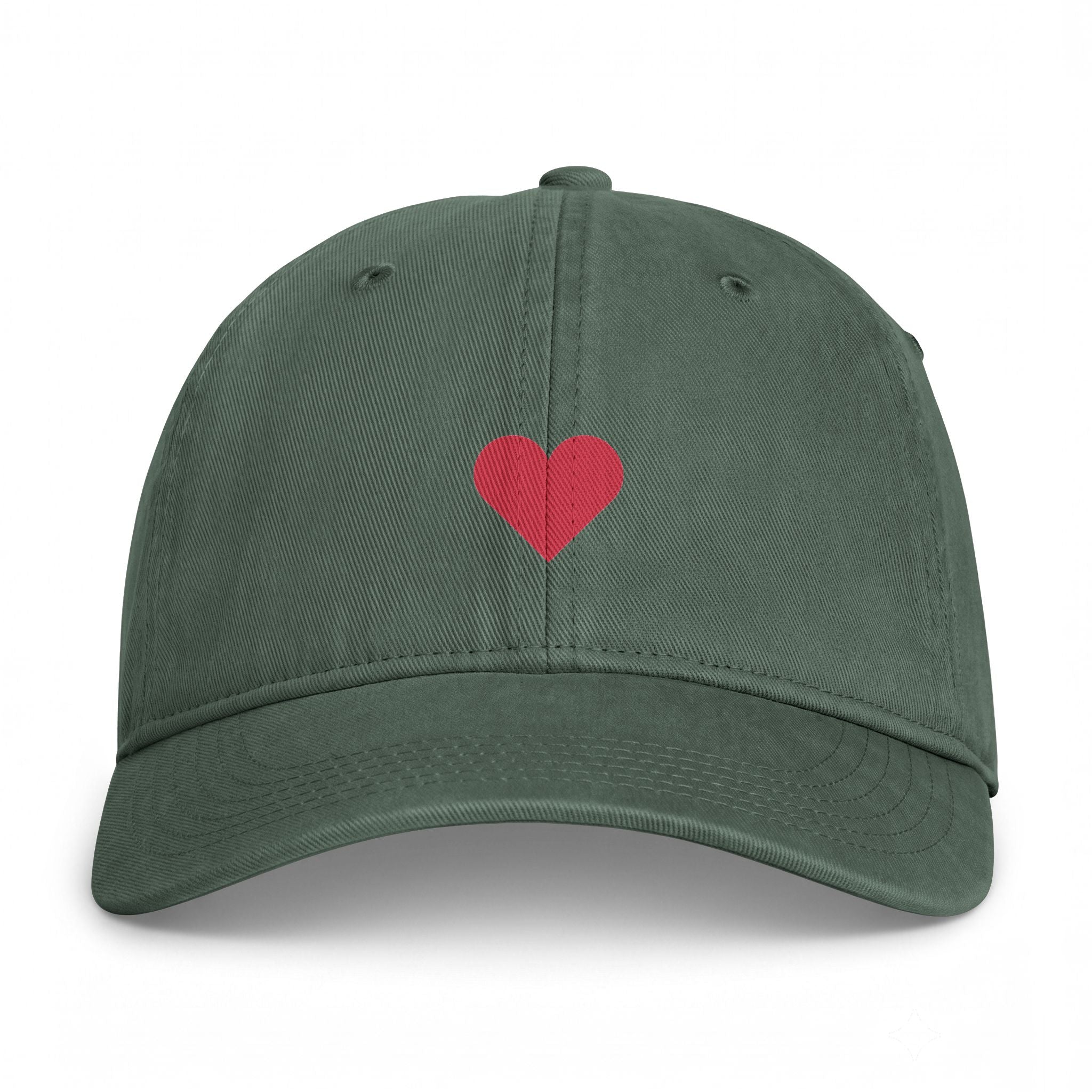 Embroidered Red Heart Cap — Washed Coastal Dad Hat