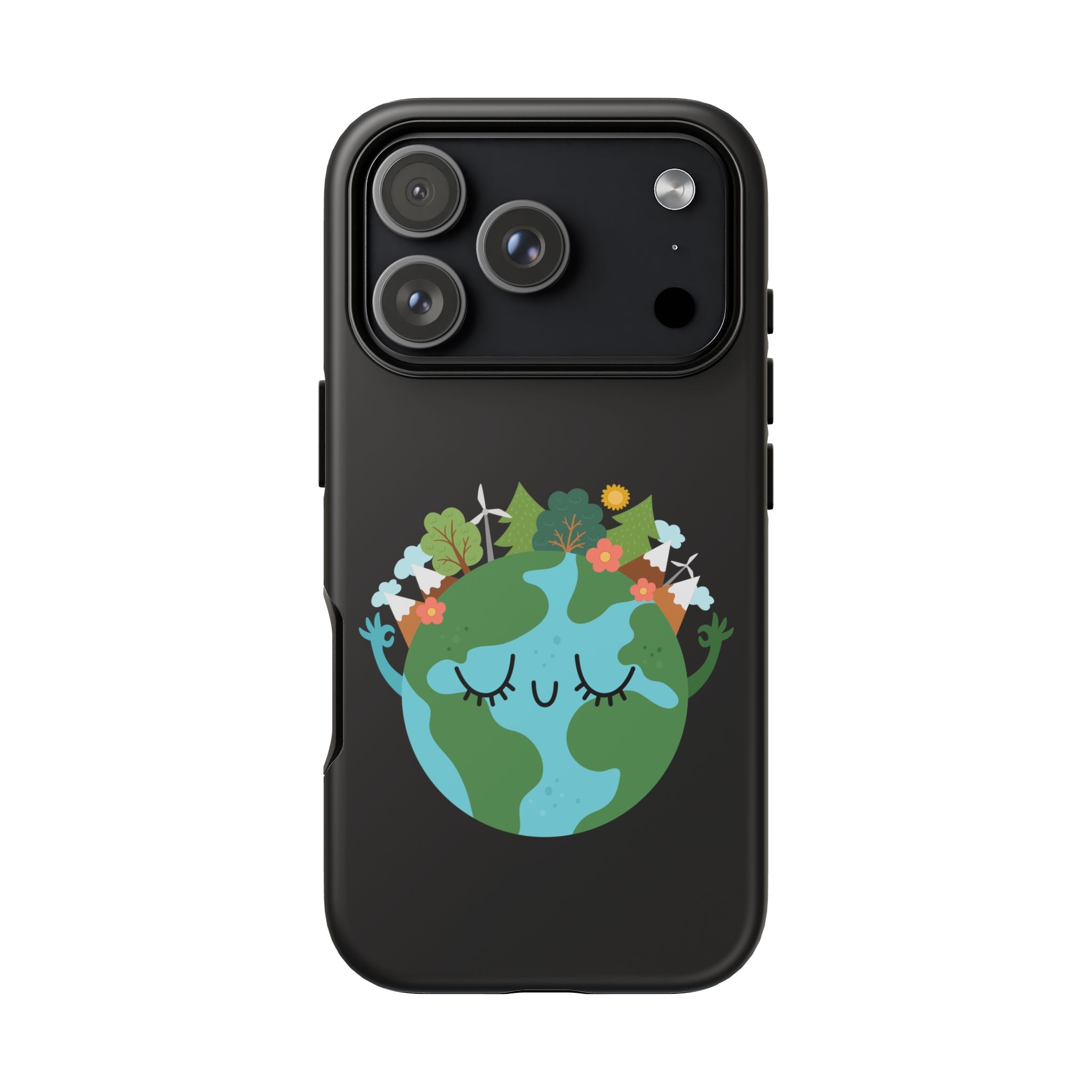 Cute Earth Illustration Phone Case — Eco-Friendly 'Love Your Planet' Protective Cover