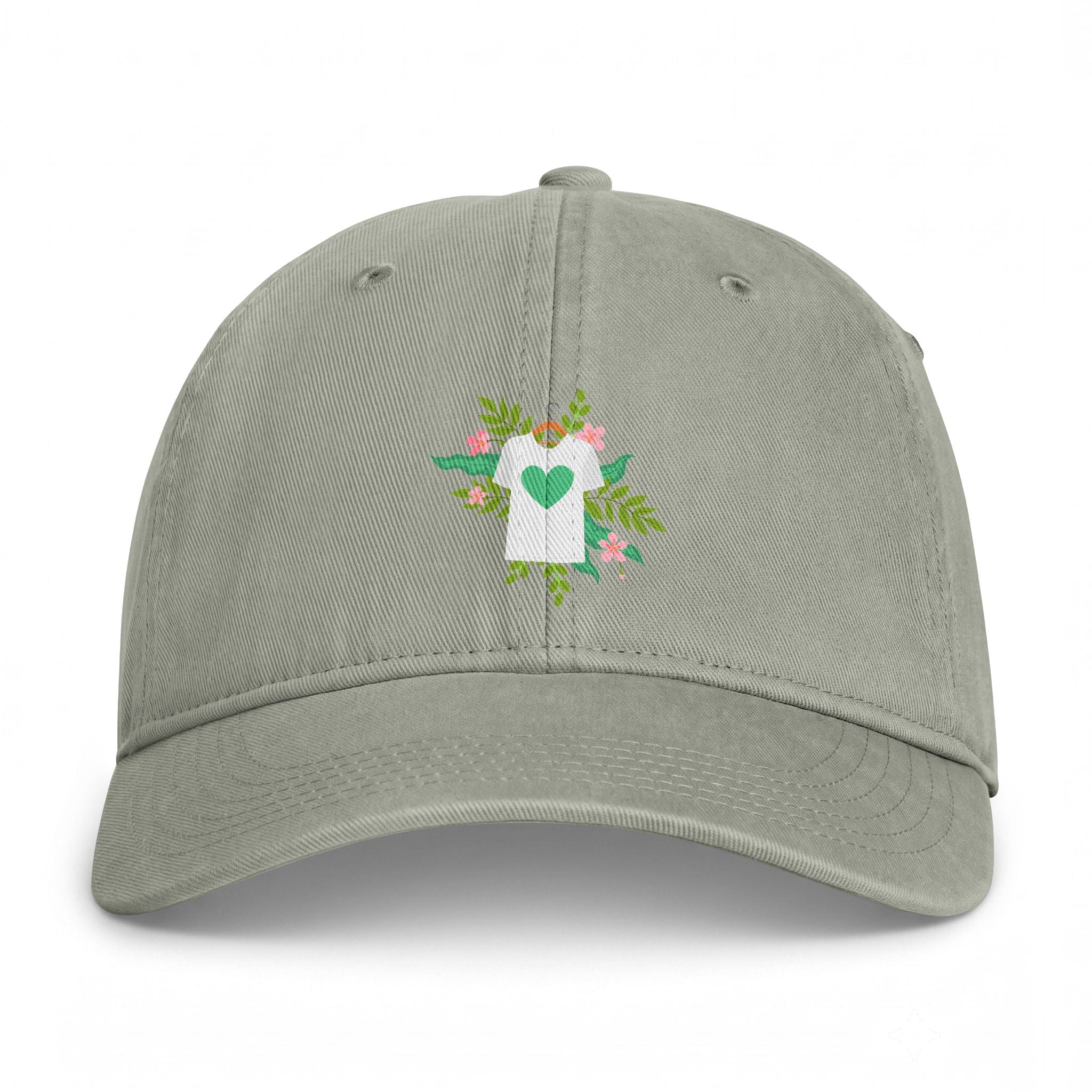 Floral Heart Tee Cap — Coastal Washed Baseball Hat