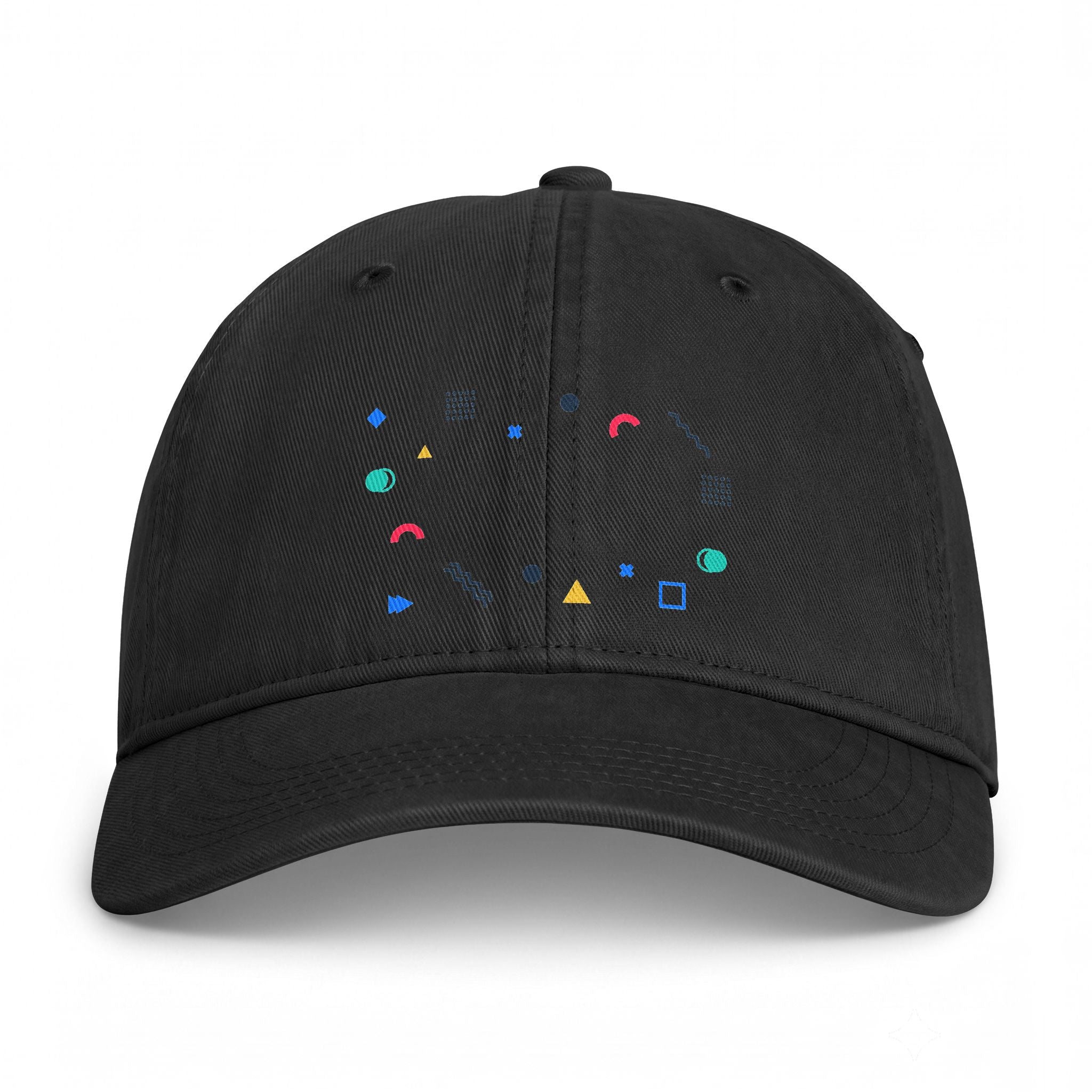 Coastal Geo Cap — Washed Dad Hat with Colorful Nautical Shapes