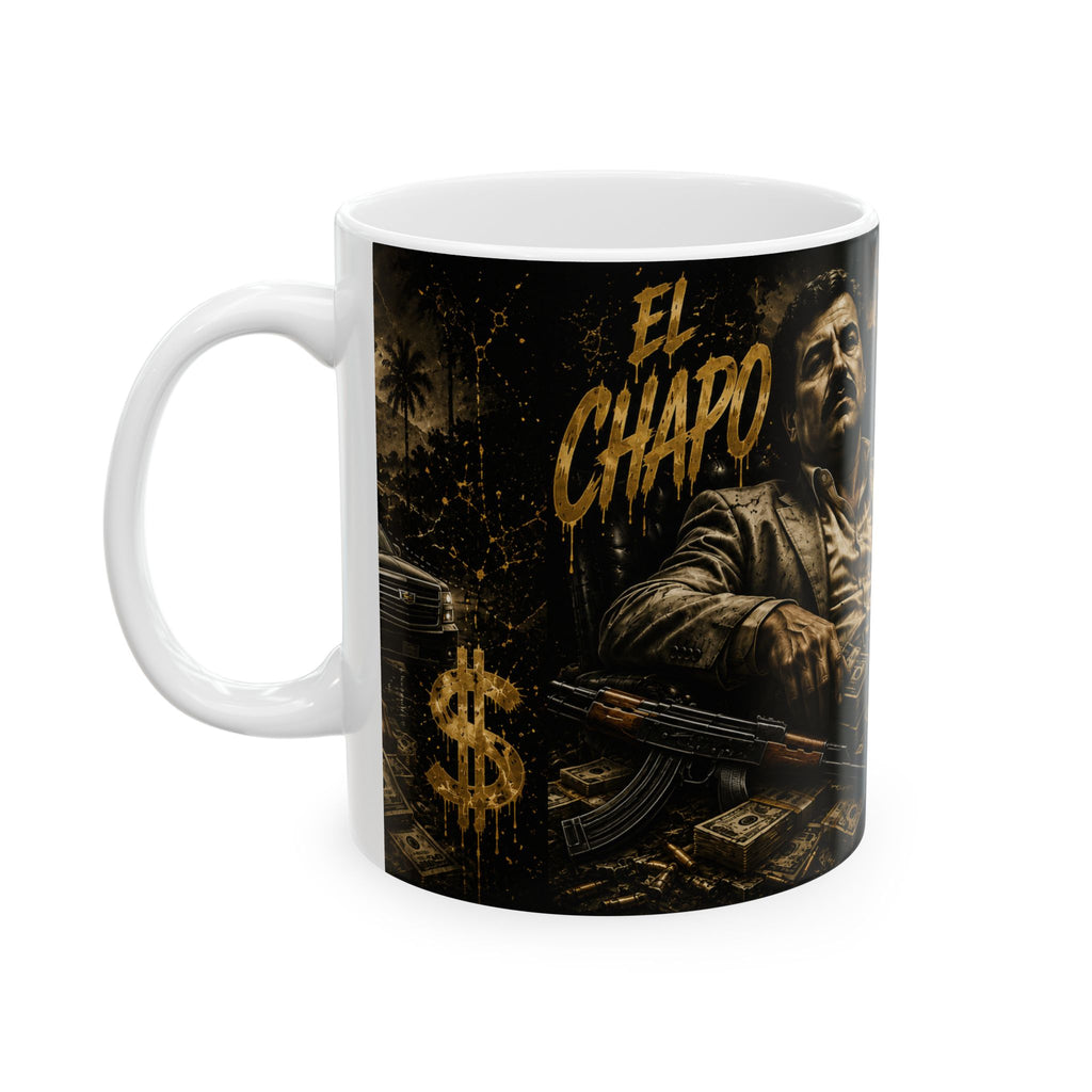 Vintage Crime Boss Illustration Mug | Money Stack Ceramic Mug