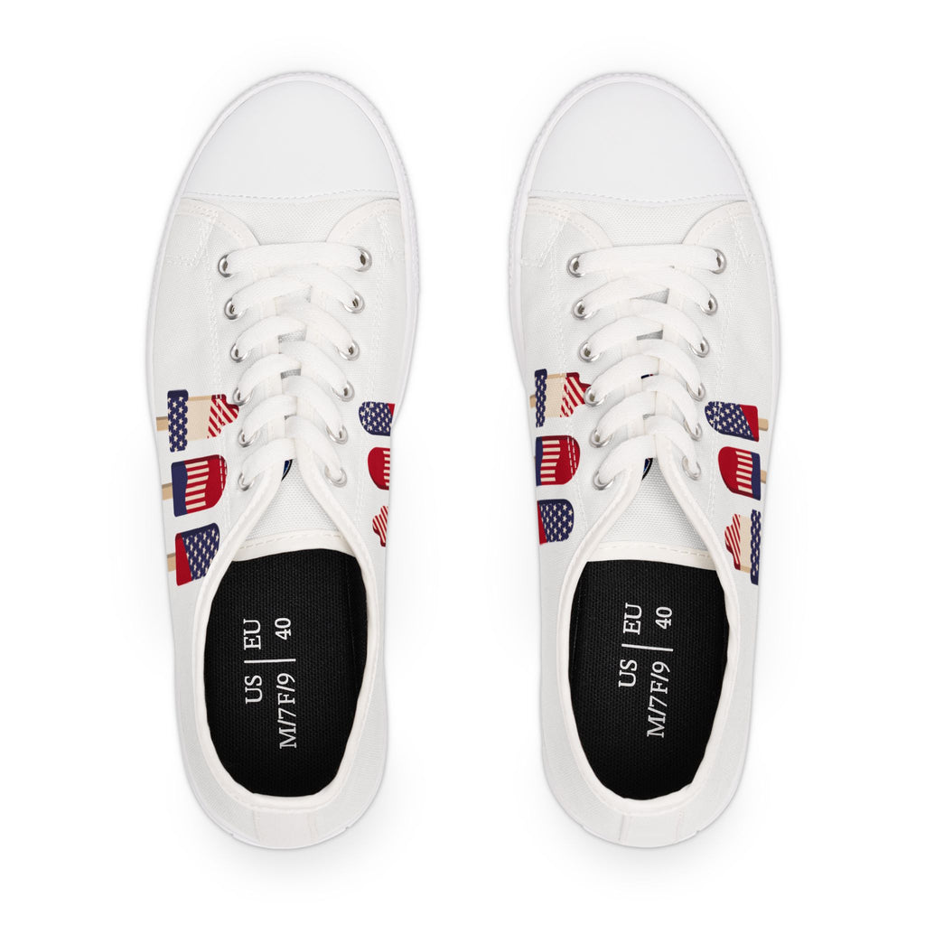 Patriotic Popsicles Women's Low Top Sneakers | American Flag Ice Cream Shoes