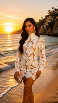 Lace Cut-Out Mini Dress